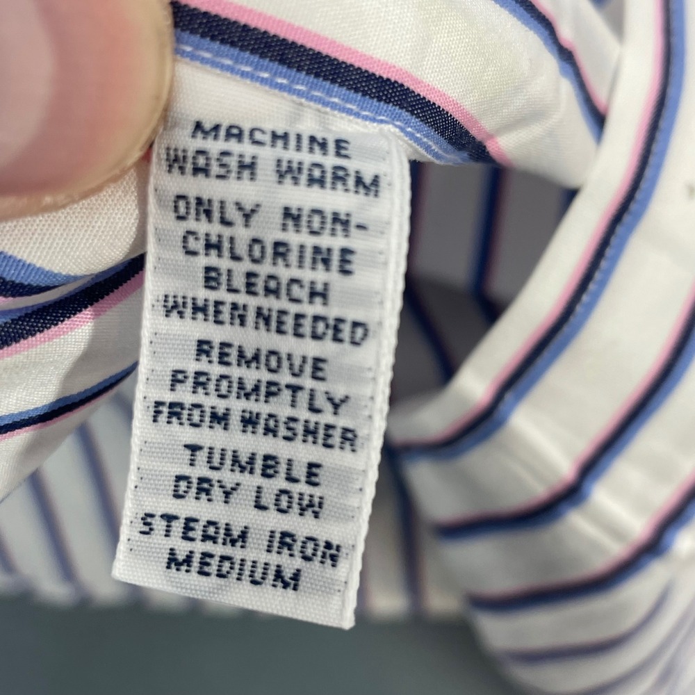 Polo Ralph Lauren White Blue Pink Striped Estate Classic Fit Shirt Mens XL 17.5 - Picture 4 of 8